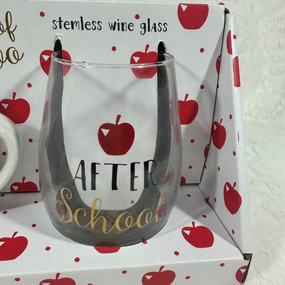 After school Wine Glass & Before School Coffee Mug Teachers Mom new in box set - Picture 3 of 4